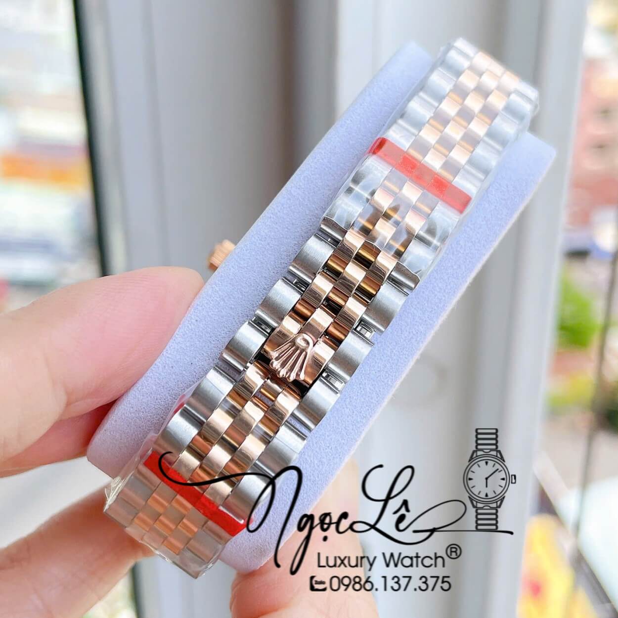 Đồng Hồ Nữ Rolex Datejust Máy Cơ Tự Động Dây Kim Loại Demi Rose Mặt Trắng Niềng Khía Size 31mm