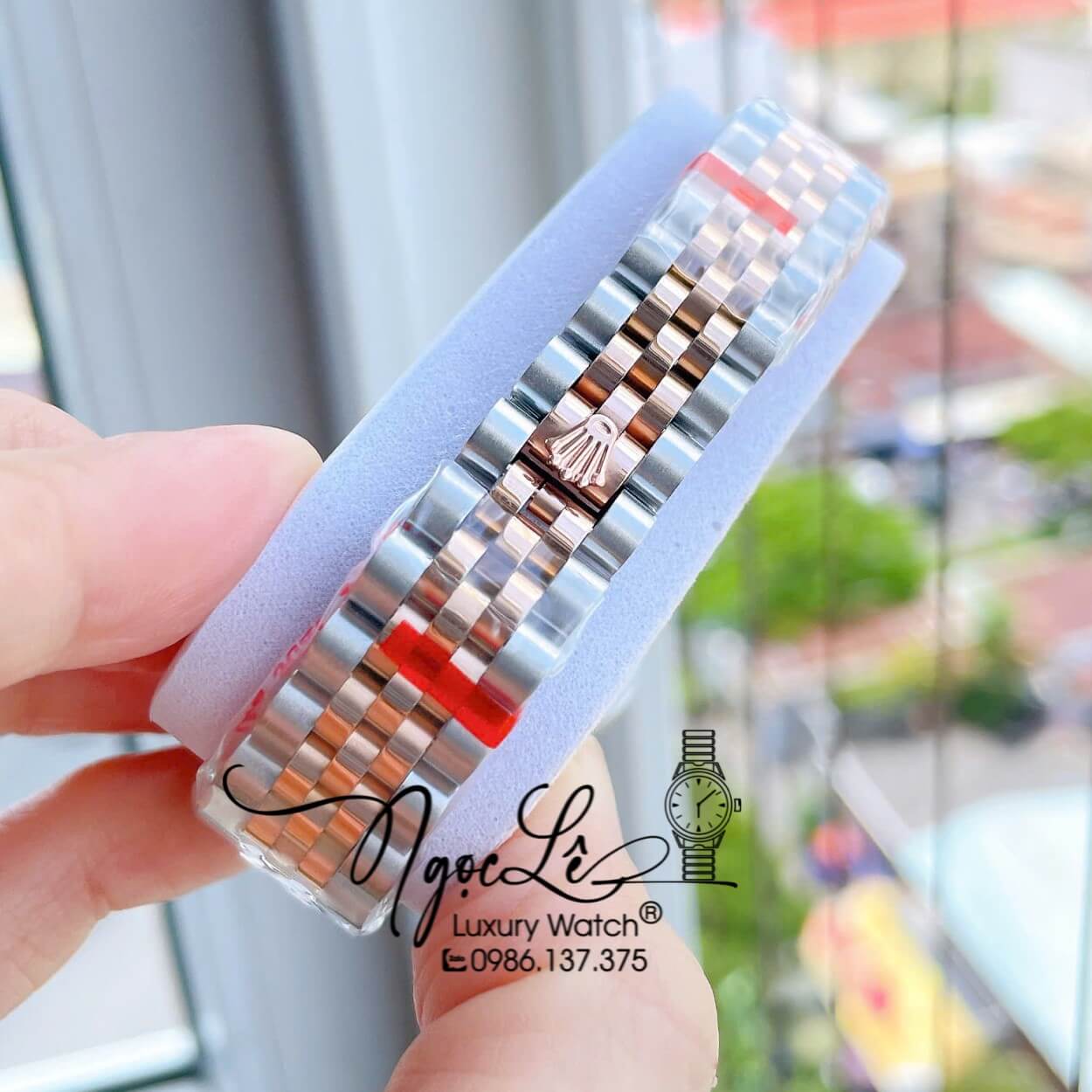 Đồng Hồ Nữ Rolex Datejust Máy Cơ Tự Động Dây Kim Loại Demi Rose Gold Mặt Rose Niềng Đá Size 31mm