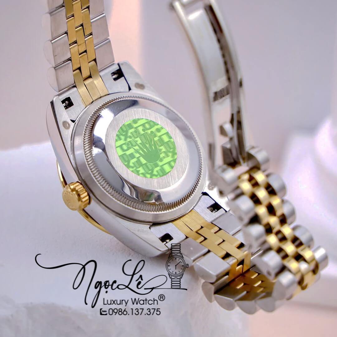 Đồng Hồ Nữ Rolex Datejust Máy Pin Dây Demi Gold Mặt Trắng Xà Cừ Đính Đá Size 31mm