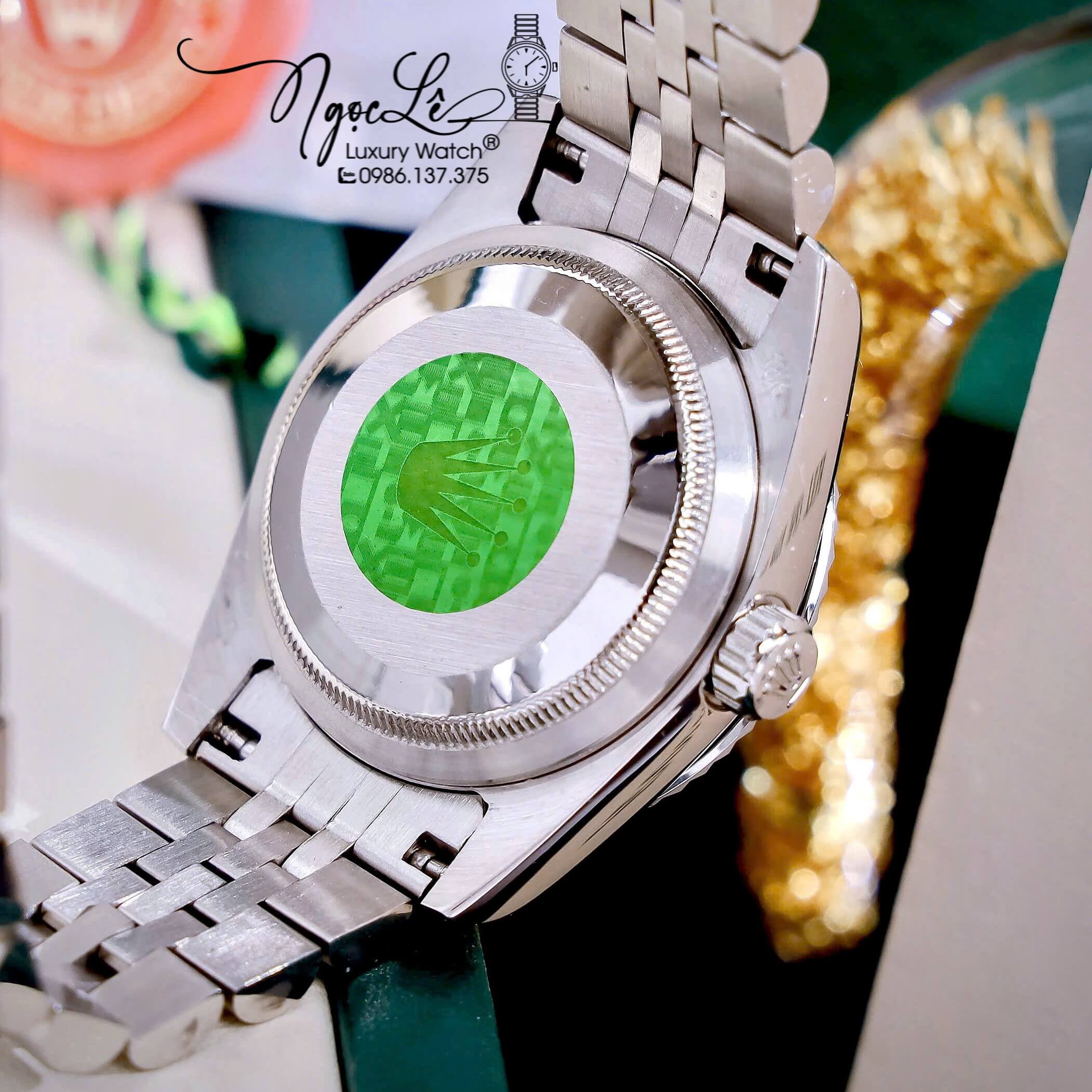Đồng Hồ Nữ Rolex Datejust Máy Pin Dây Kim Loại Bạc Mặt Trắng Niềng Khía Size 31mm