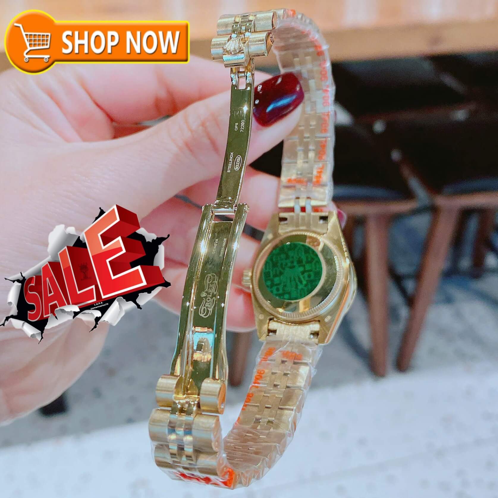 Đồng Hồ Nữ RoLex Datejust Máy Pin Size 28mm – Dây Vàng Gold Mặt Vàng Viền Đính Đá