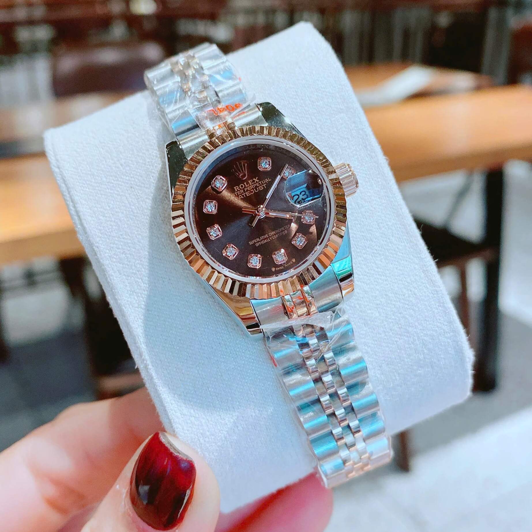 Đồng Hồ Nữ Rolex Datejust Máy Pin Size 28mm - Màu Demi Rose Mặt Nâu Socola