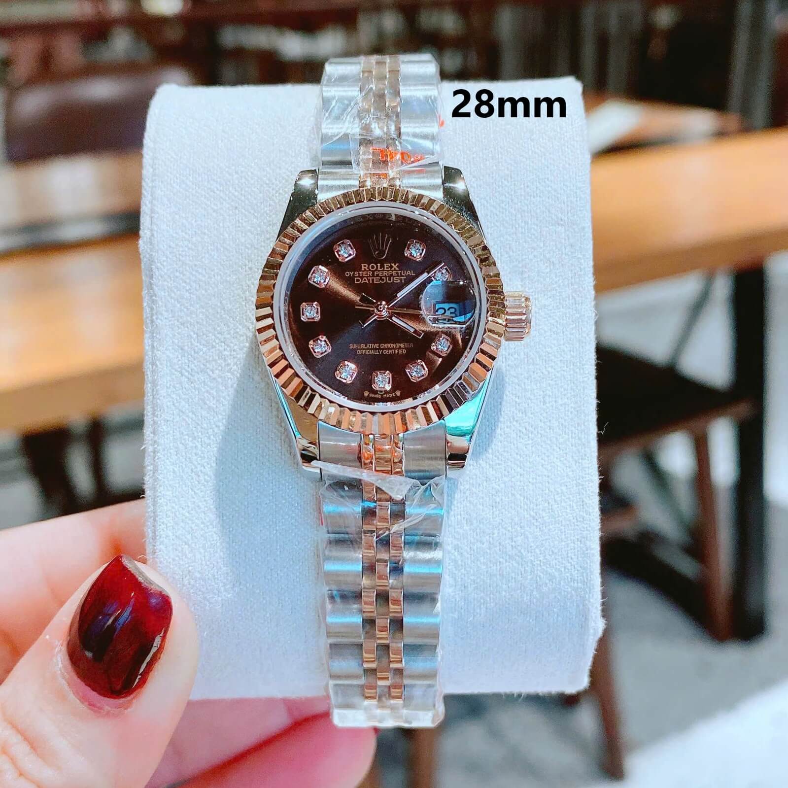 Đồng Hồ Nữ Rolex Datejust Máy Pin Size 28mm - Màu Demi Rose Mặt Nâu Socola