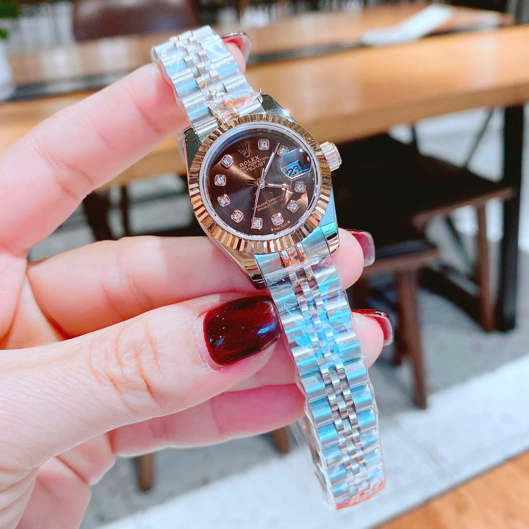 Đồng Hồ Nữ Rolex Datejust Máy Pin Size 28mm - Màu Demi Rose Mặt Nâu Socola