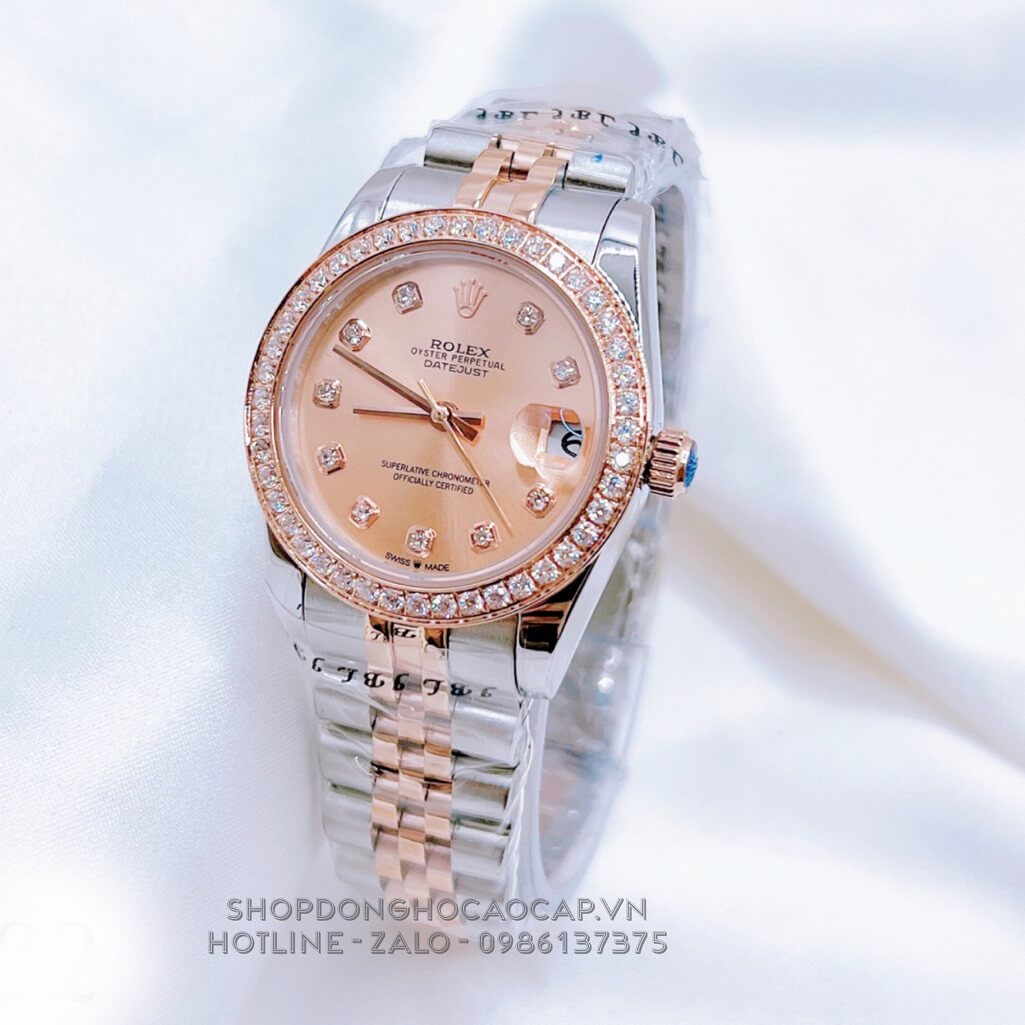 Đồng Hồ Nữ Rolex Datejust Tự Động Demi Rose Mặt Rose Đính Đá 31mm