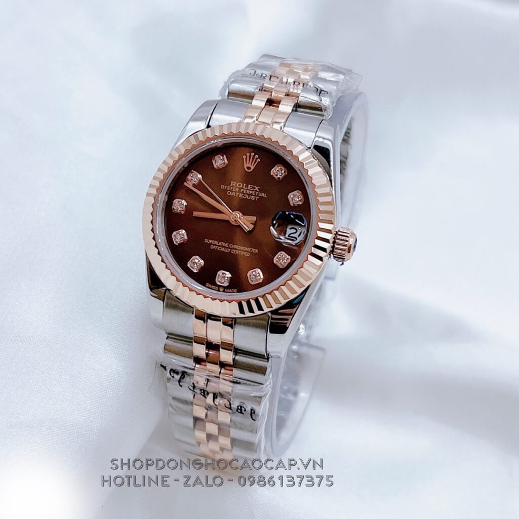 Đồng Hồ Nữ Rolex Datejust Tự Động Demi Rose Nâu Socola Mặt Khía 31mm