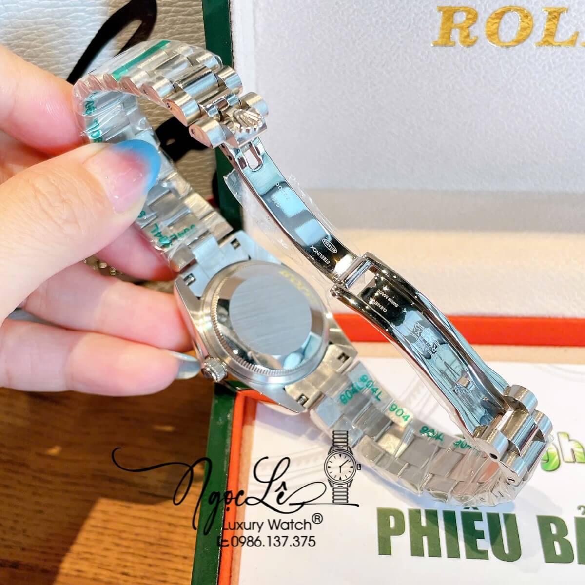Đồng Hồ Nữ Rolex Datejust Máy Cơ Tự Động Dây Bạc Mặt Trắng Đính Đá Size 31mm Phản Quang