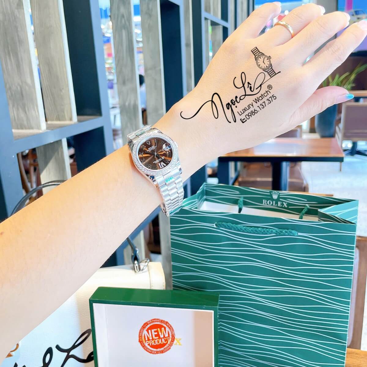 Đồng Hồ Nữ Rolex Datejust Tự Động Dây Bạc Mặt Nâu Đính Đá Size 31mm - Mặt Số La Mã