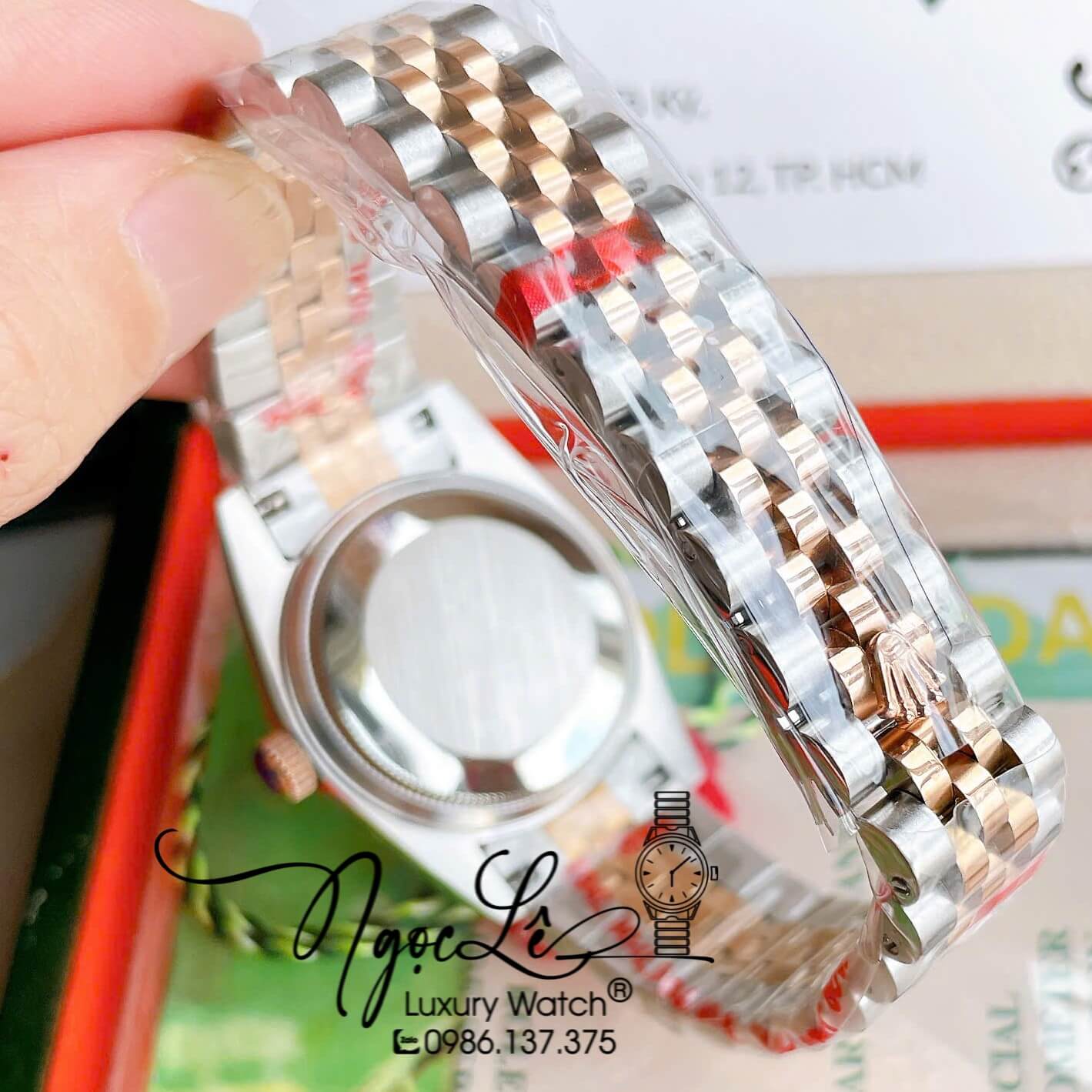 Đồng Hồ Nữ Rolex Datejust Tự Động Dây Kim Loại Demi Rose Gold Mặt Hoa Đồng Tiền Đính Đá Size 31mm