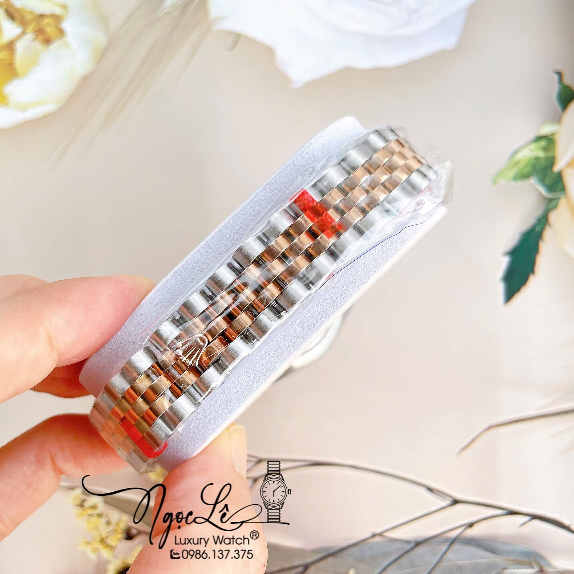Đồng Hồ Nữ Rolex Datejust Tự Động Dây Kim Loại Demi Rose Gold Mặt Hoa Đồng Tiền Niềng Khía Size 31mm