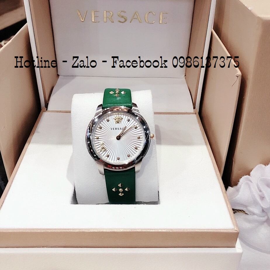 Đồng Hồ Nữ Versace Audrey Dây Da Xanh 38mm Siêu Cấp