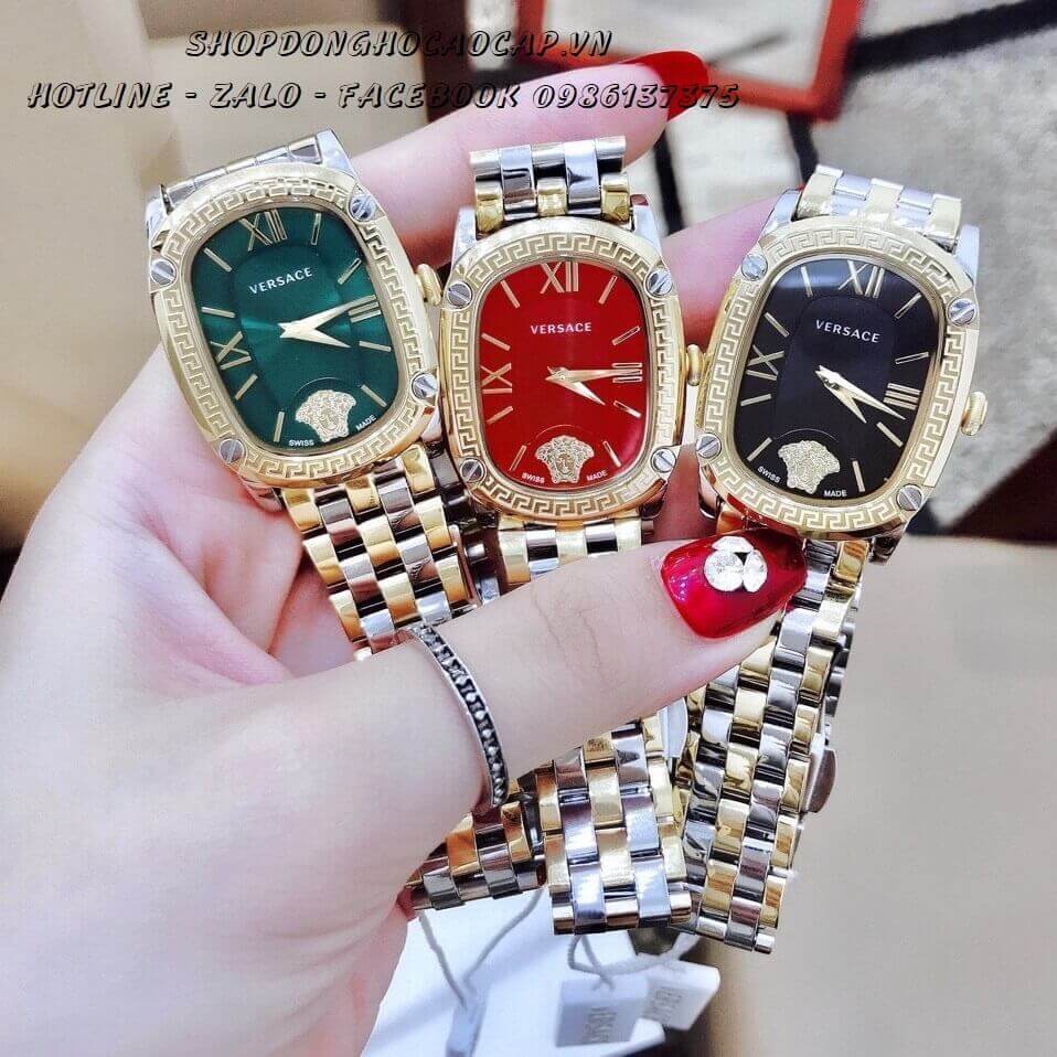 Đồng Hồ Nữ Versace Couture Dây Kim Loại Demi Vàng Mặt Đen Size 30x37mm Máy Thụy Sĩ