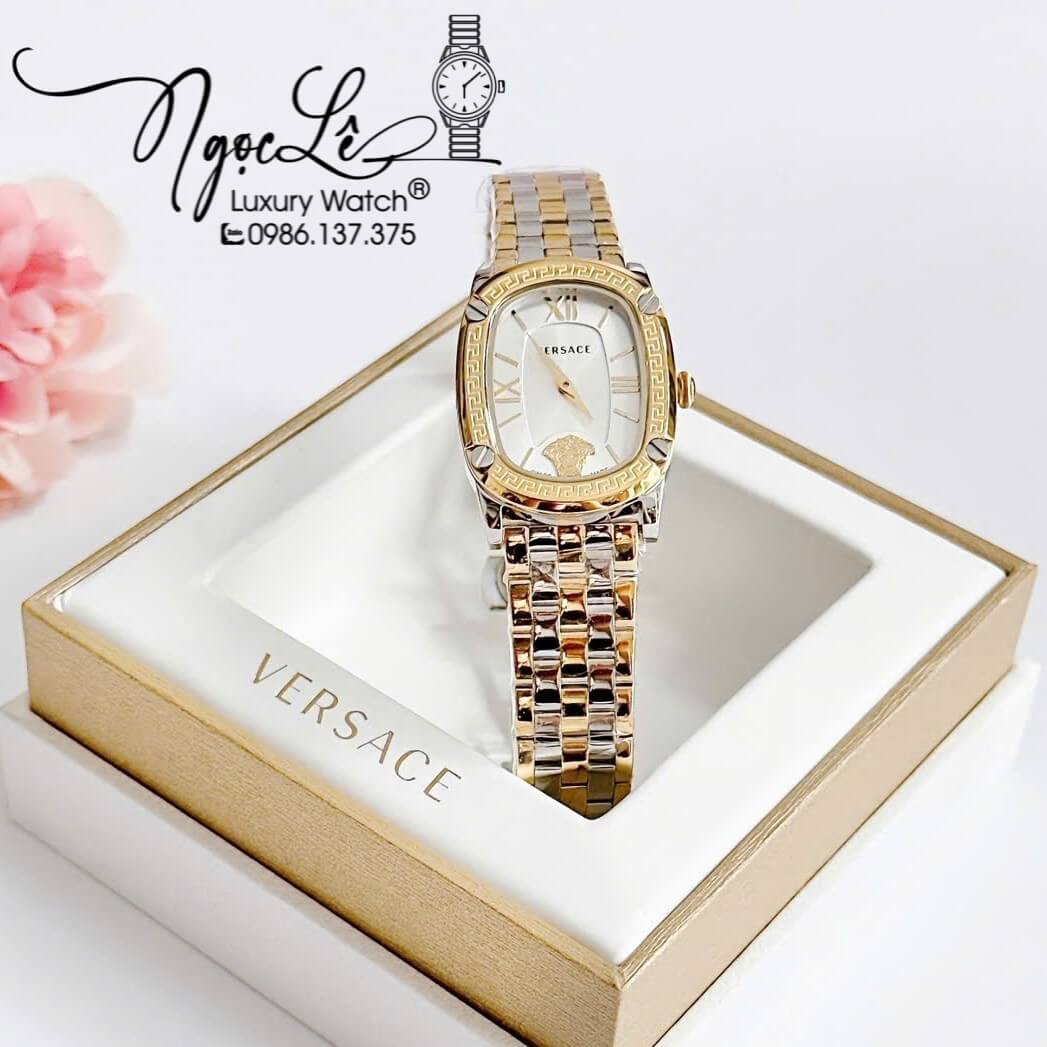 Đồng Hồ Nữ Versace Couture Dây Kim Loại Demi Vàng Mặt Trắng Size 30x37mm Máy Thụy Sĩ