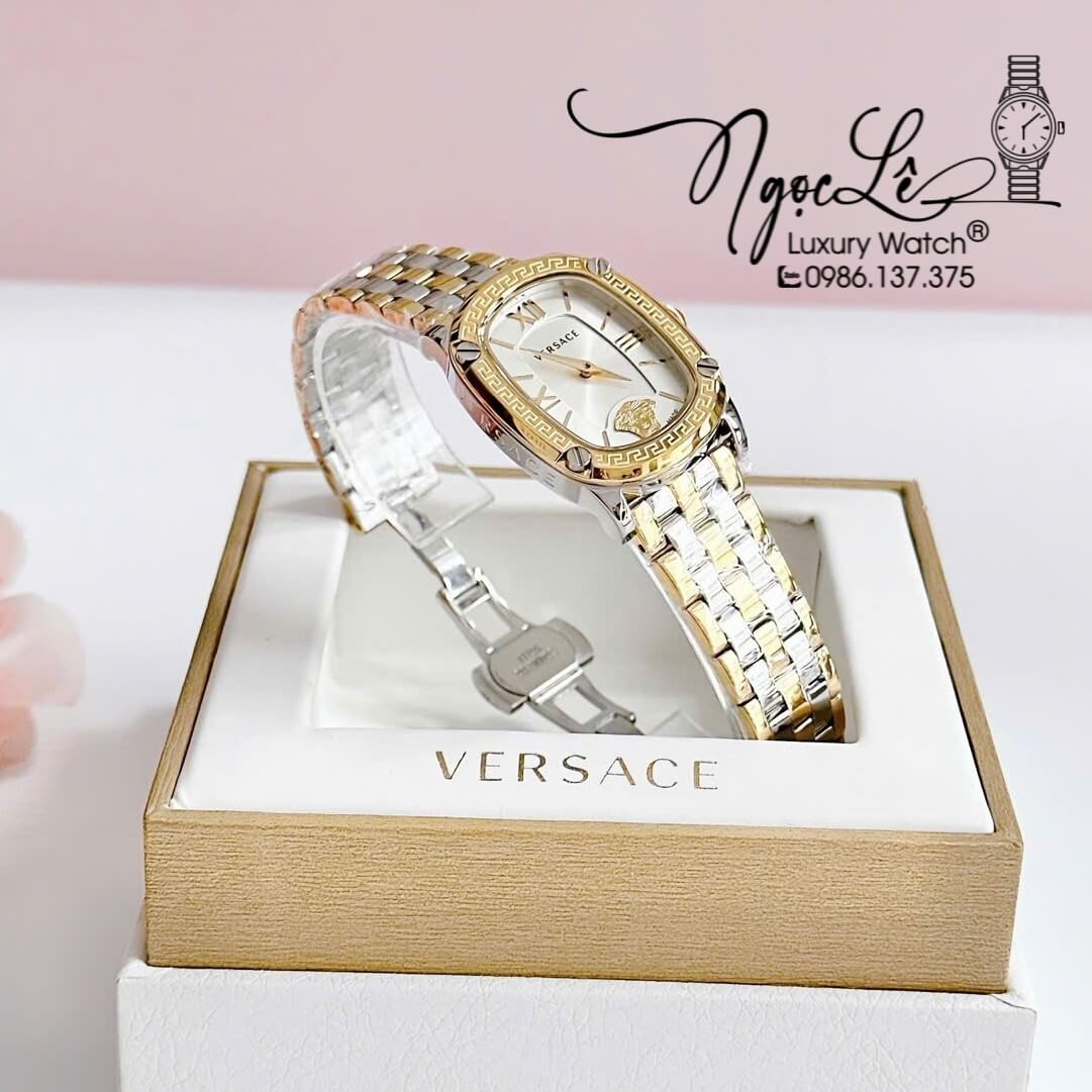 Đồng Hồ Nữ Versace Couture Dây Kim Loại Demi Vàng Mặt Trắng Size 30x37mm Máy Thụy Sĩ