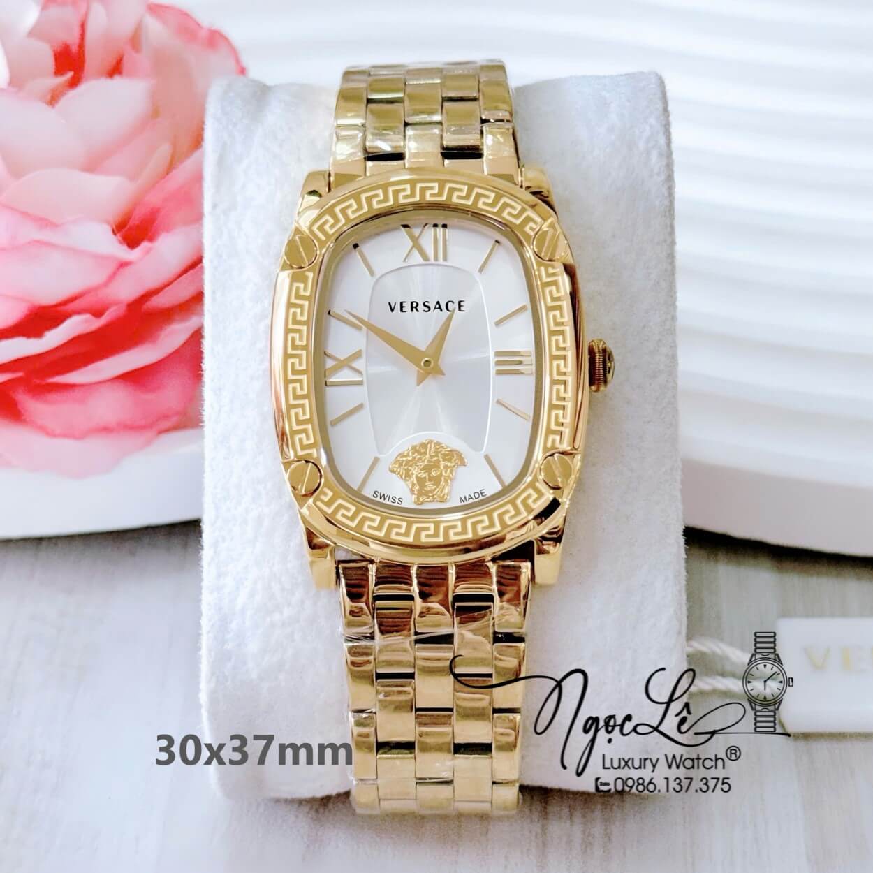 Đồng Hồ Nữ Versace Couture Dây Kim Loại Vàng Mặt Trắng Size 30x37mm Máy Thụy Sĩ