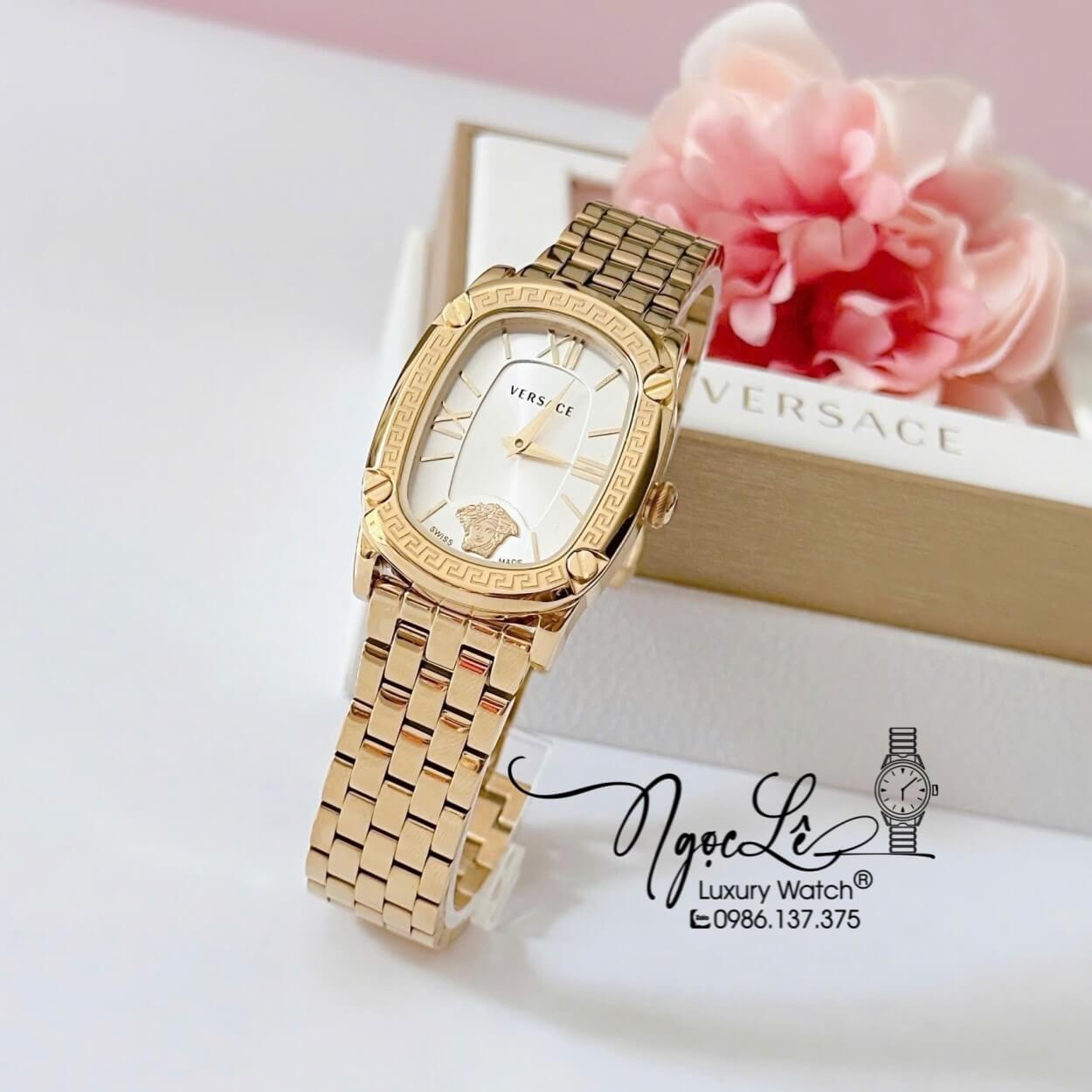 Đồng Hồ Nữ Versace Couture Dây Kim Loại Vàng Mặt Trắng Size 30x37mm Máy Thụy Sĩ