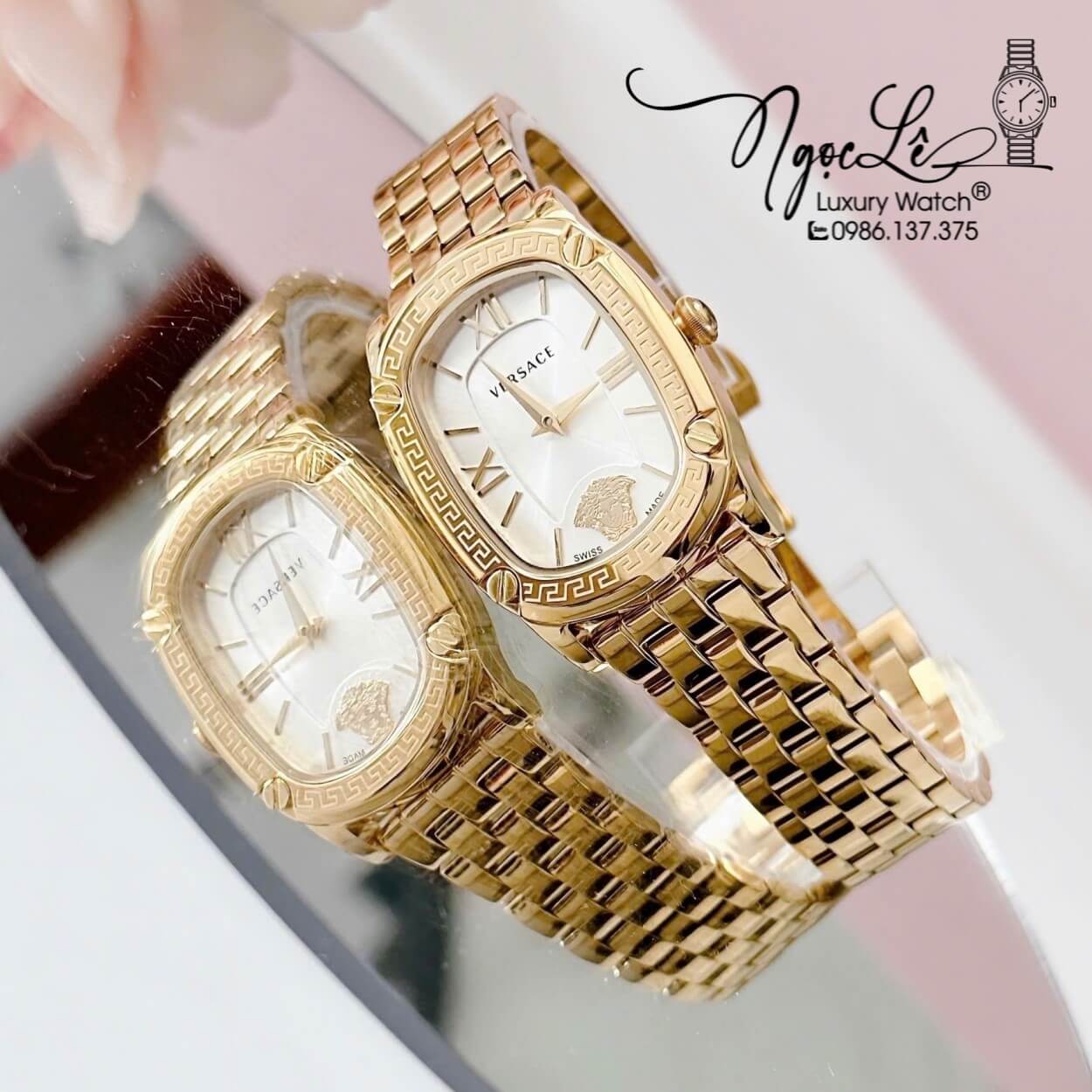 Đồng Hồ Nữ Versace Couture Dây Kim Loại Vàng Mặt Trắng Size 30x37mm Máy Thụy Sĩ