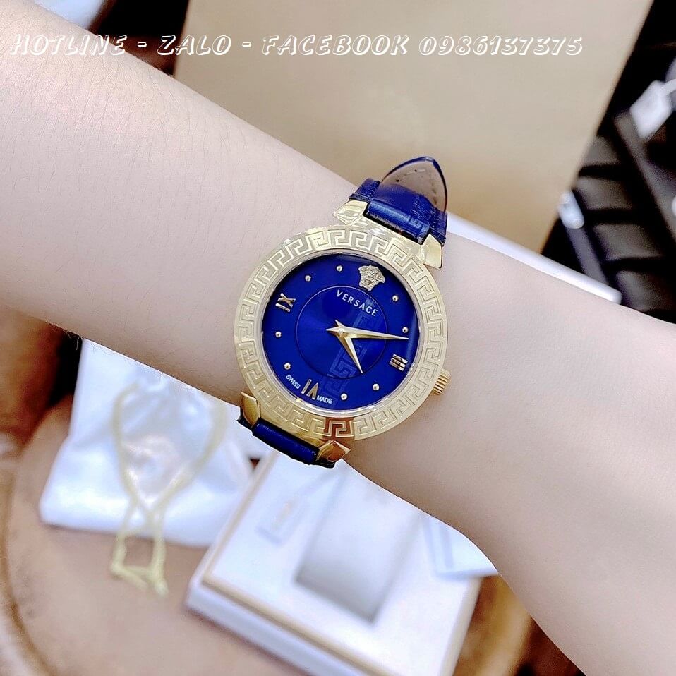 Đồng Hồ Nữ Versace Daphnis Dây Da Xanh Dương 35mm