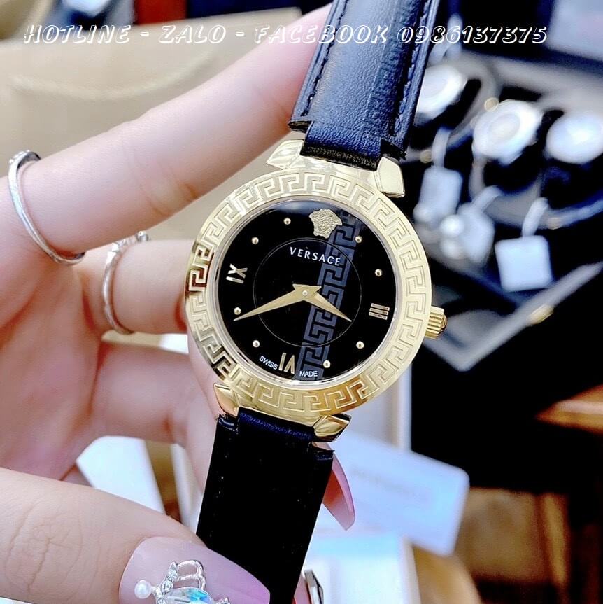 Đồng Hồ Nữ Versace Daphnis Dây Da Đen 35mm