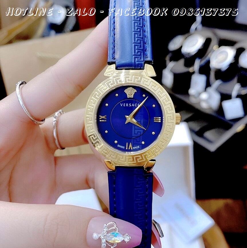 Đồng Hồ Nữ Versace Daphnis Dây Da Xanh Dương 35mm
