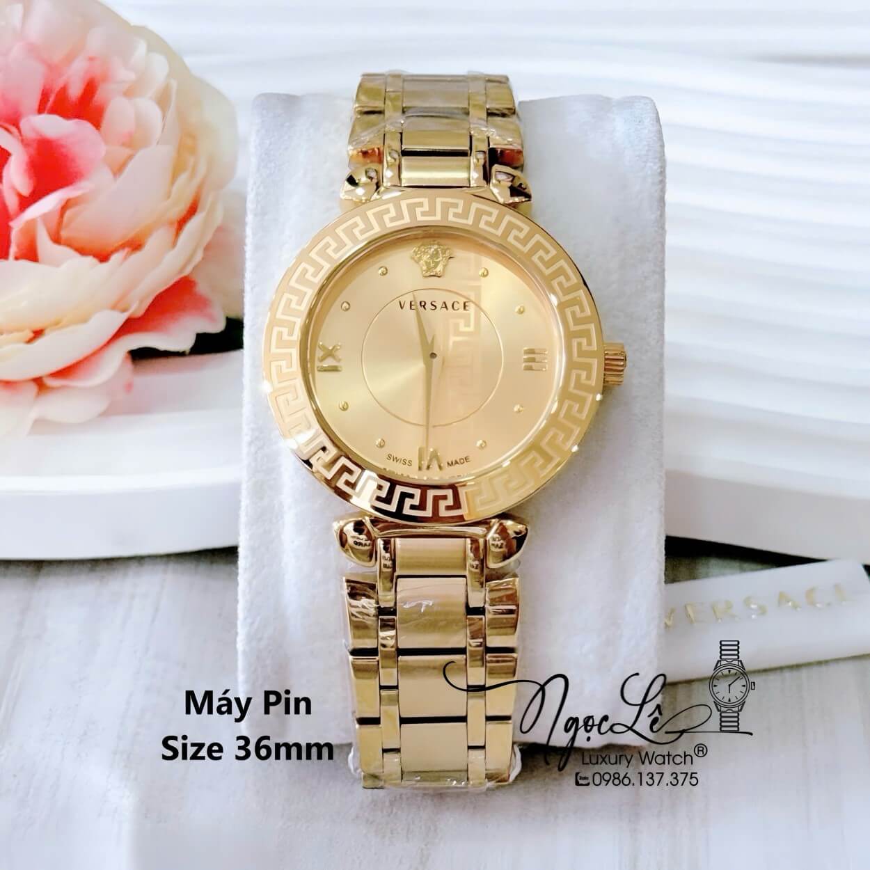 Đồng Hồ Cao Cấp Nữ - Đồng Hồ Versace Daphnis Dây Kim Loại Màu Vàng Gold Size 35mm