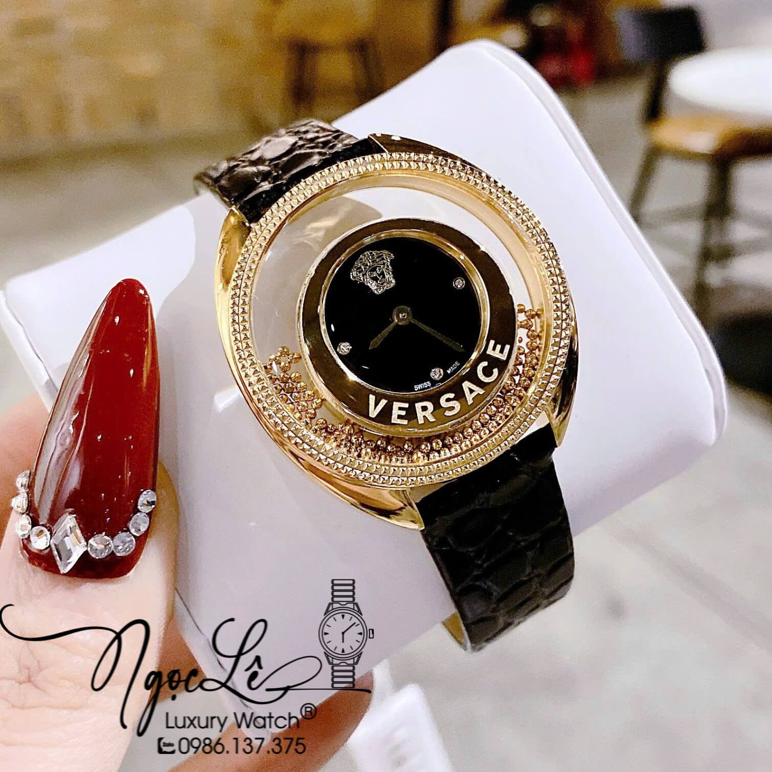 Đồng Hồ Nữ Versace Destiny Dây Da Đen Vỏ Màu Gold Size 36mm Máy Thụy Sĩ