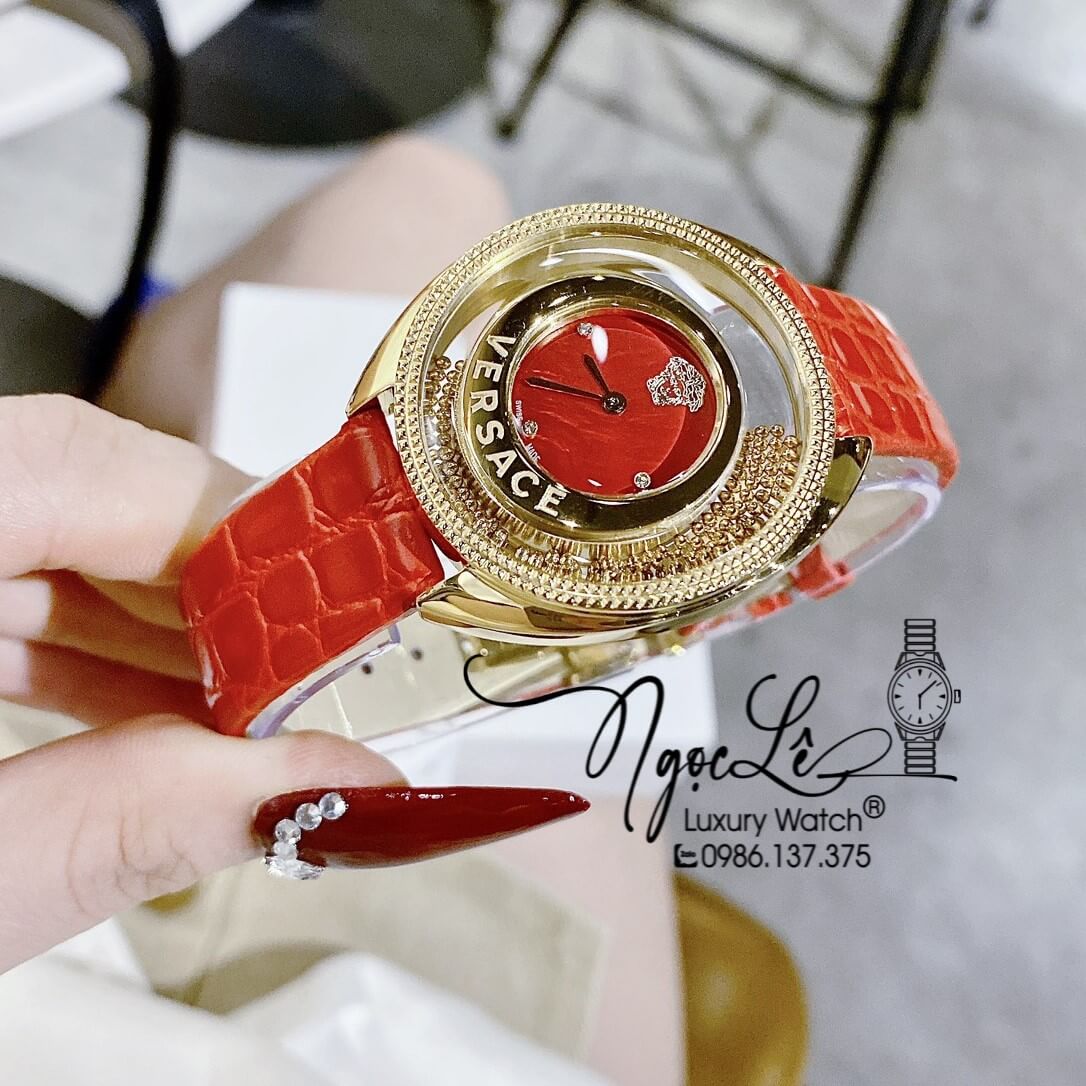 Đồng Hồ Nữ Versace Destiny Dây Da Đỏ Vỏ Màu Gold Size 36mm Máy Thụy Sĩ