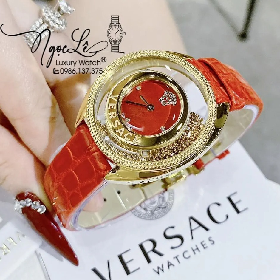 Đồng Hồ Nữ Versace Destiny Dây Da Đỏ Vỏ Màu Gold Size 36mm Máy Thụy Sĩ