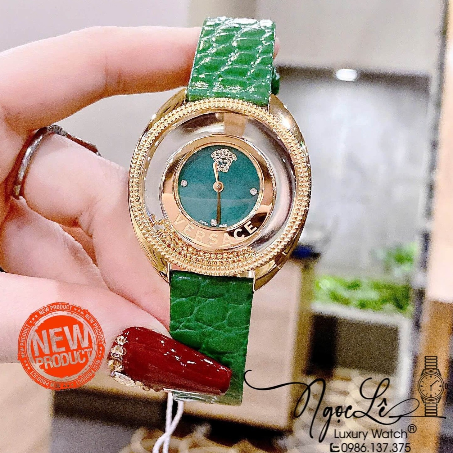 Đồng Hồ Nữ Versace Destiny Dây Da Xanh Lá Vỏ Màu Gold Size 36mm Máy Thụy Sĩ