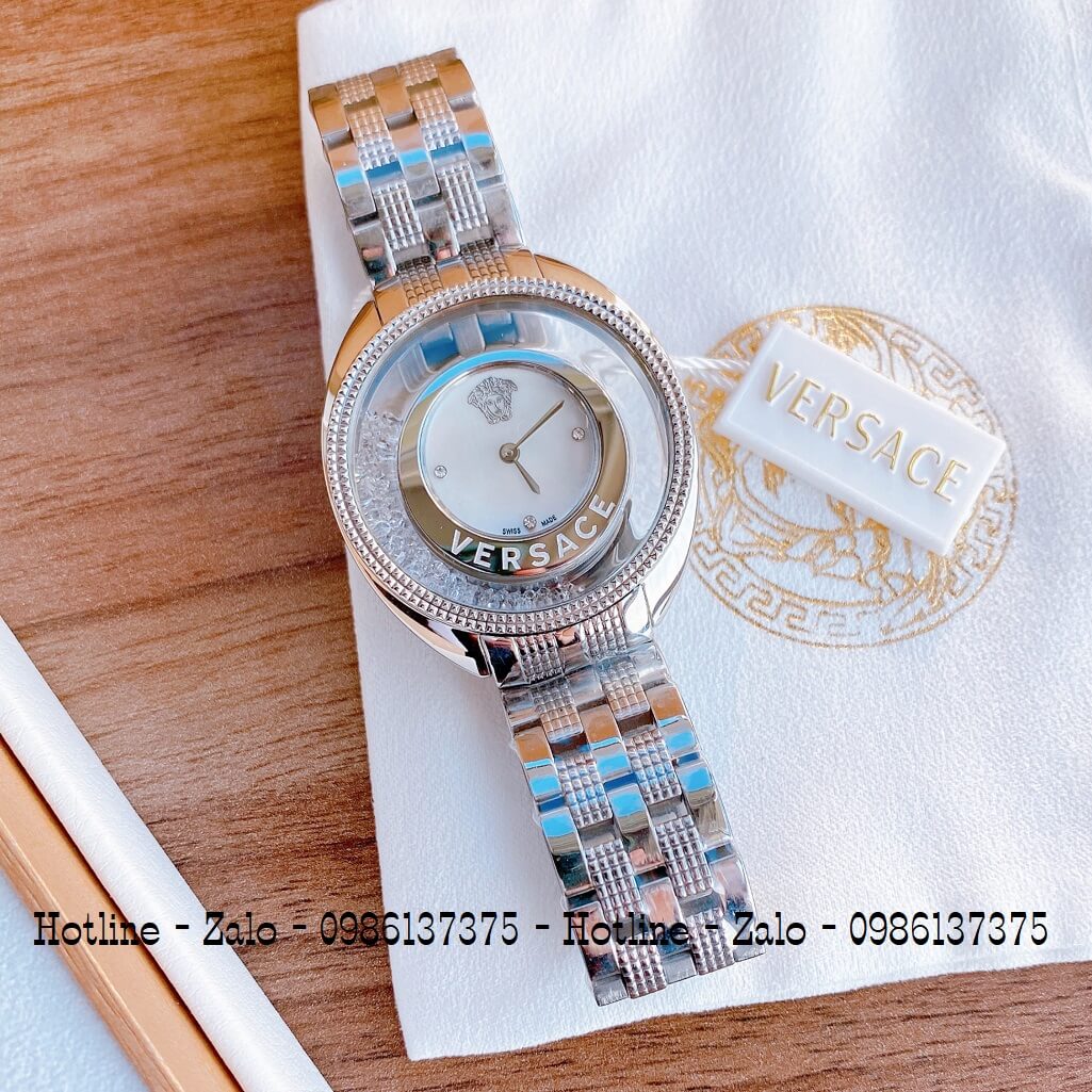 Đồng Hồ Nữ Versace Destiny Oval Bạc Mặt Trắng 37mm
