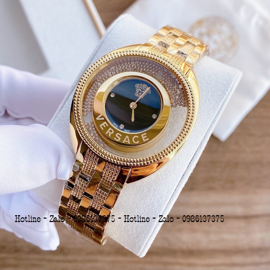 Đồng Hồ Nữ Versace Destiny Oval Vàng Mặt Đen 37mm