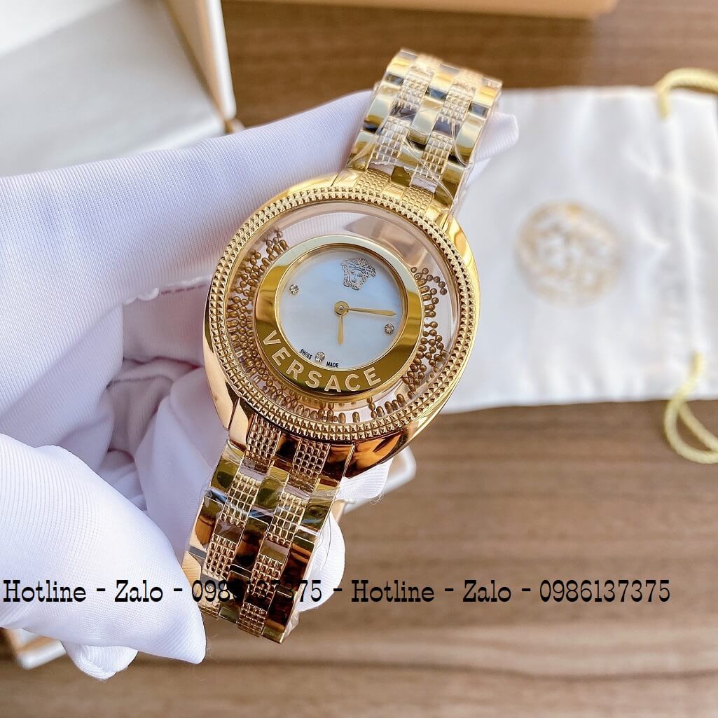 Đồng Hồ Nữ Versace Destiny Oval Vàng Mặt Trắng 37mm