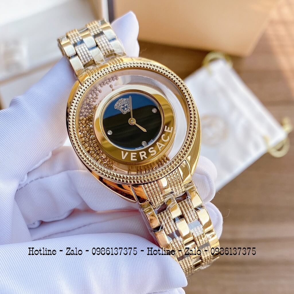 Đồng Hồ Nữ Versace Destiny Oval Vàng Mặt Đen 37mm