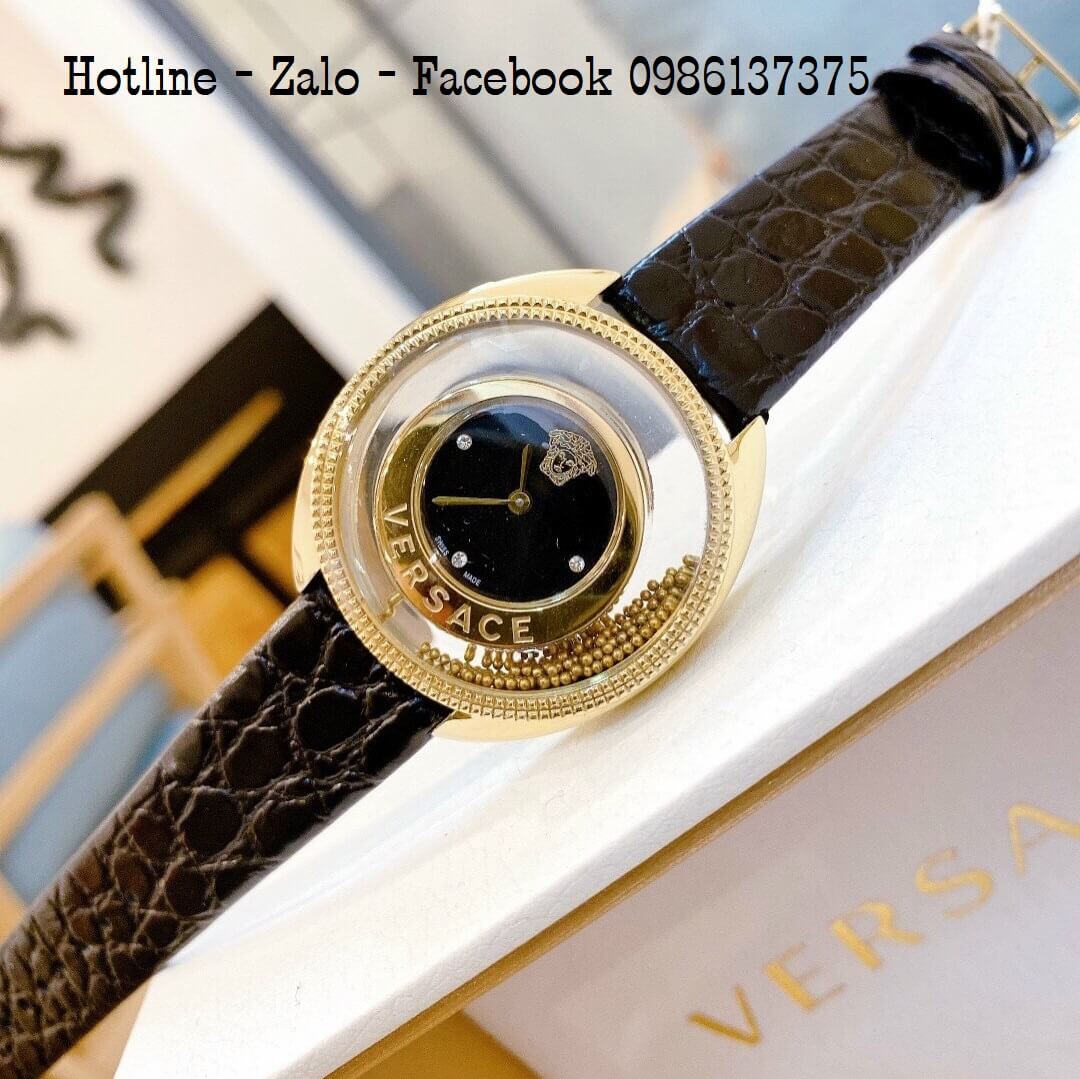 Đồng Hồ Nữ Versace Destiny Oval Dây Da Đen 37mm