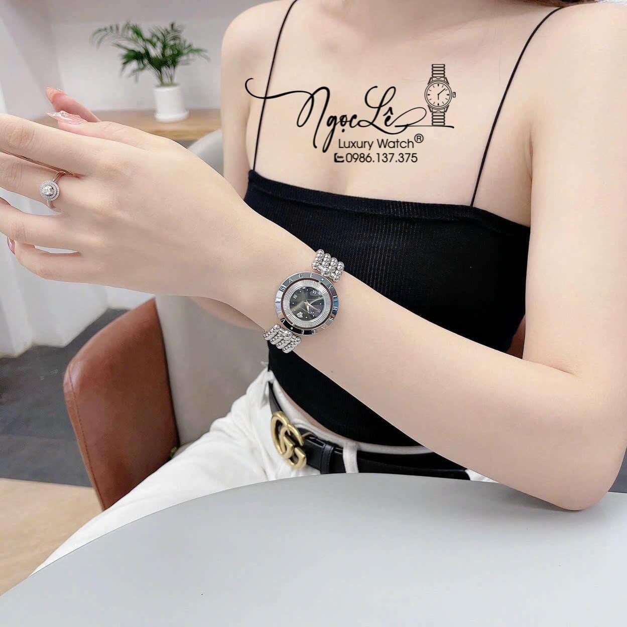 Đồng Hồ Nữ Versace Eon Mother Dây Bi Bạc Mặt Đen Xoay 360 Độ 34mm Niềng Trơn