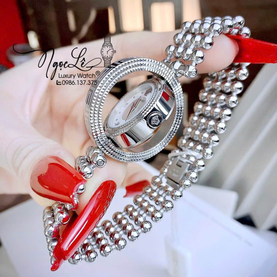 Đồng Hồ Nữ Versace Eon Mother Dây Bi Bạc Mặt Trắng Xoay 360 Độ 34mm Niềng Trơn