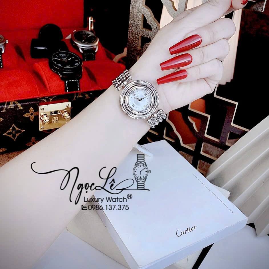 Đồng Hồ Nữ Versace Eon Mother Dây Bi Bạc Mặt Trắng Xoay 360 Độ 34mm Niềng Trơn