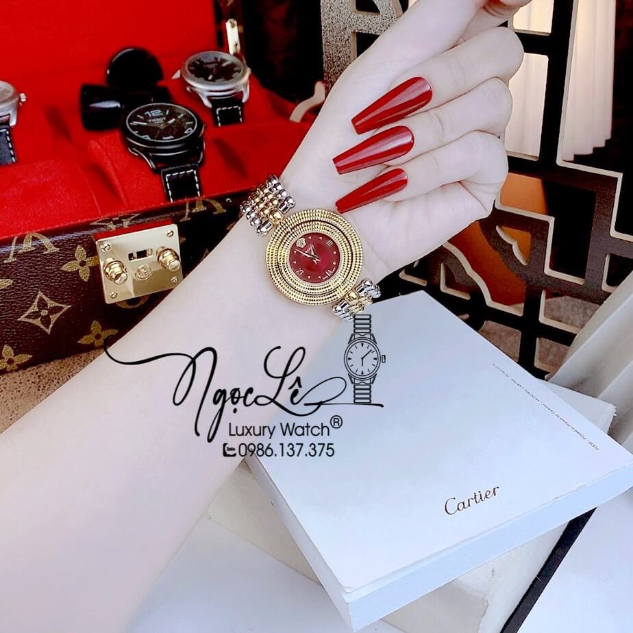 Đồng Hồ Nữ Versace Eon Dây Bi Demi Vàng Mặt Xoay 360 Độ Size 34mm