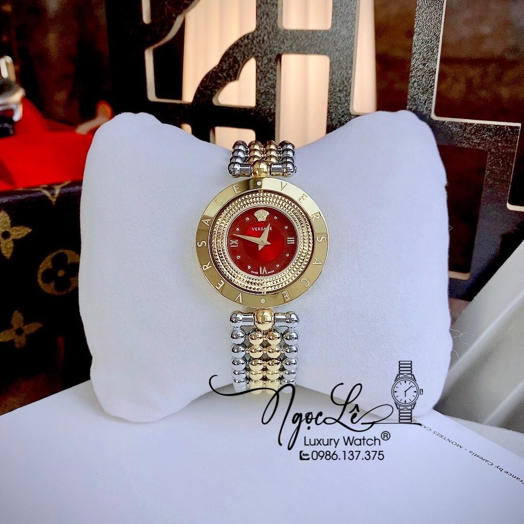 Đồng Hồ Nữ Versace Eon Dây Bi Demi Vàng Mặt Xoay 360 Độ Size 34mm