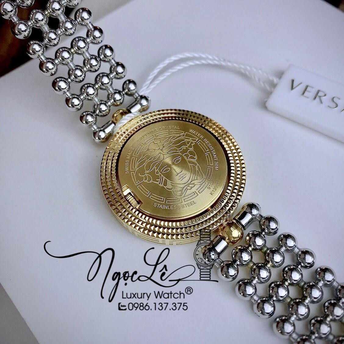 Đồng Hồ Nữ Versace Eon Dây Bi Demi Vàng Mặt Xoay 360 Độ Size 34mm