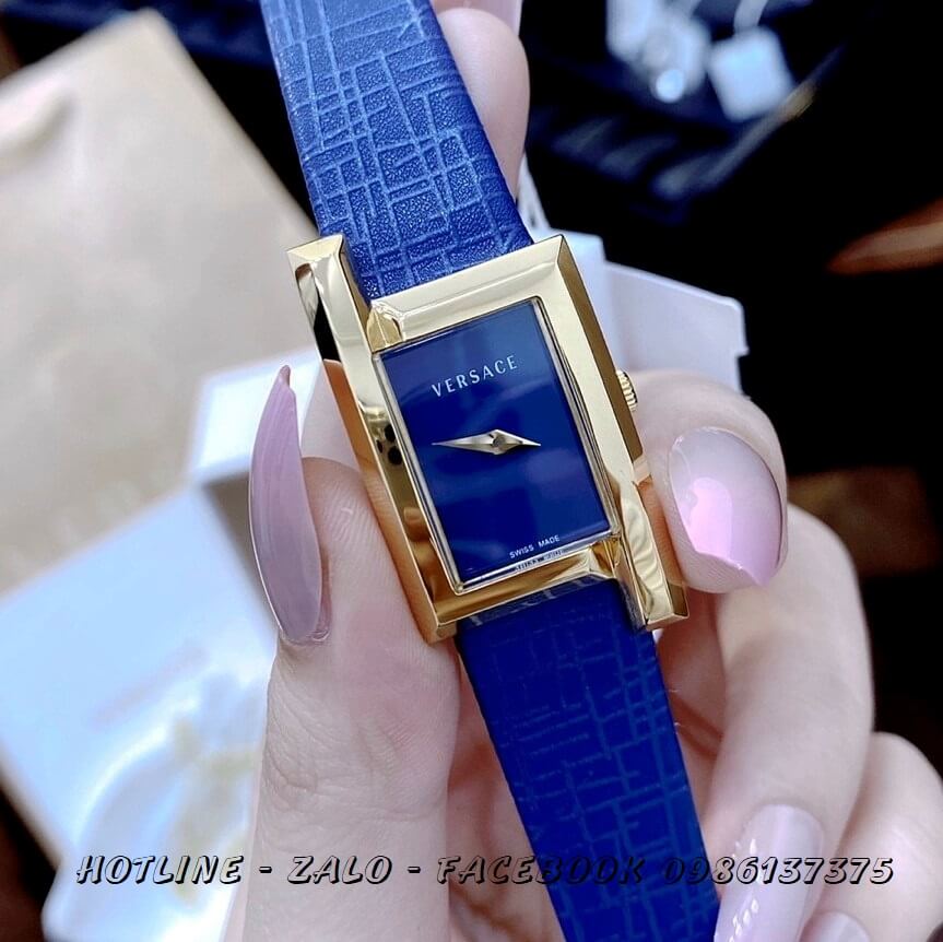 Đồng Hồ Nữ Versace Greca Icon Dây Da Xanh 39x21mm Gold