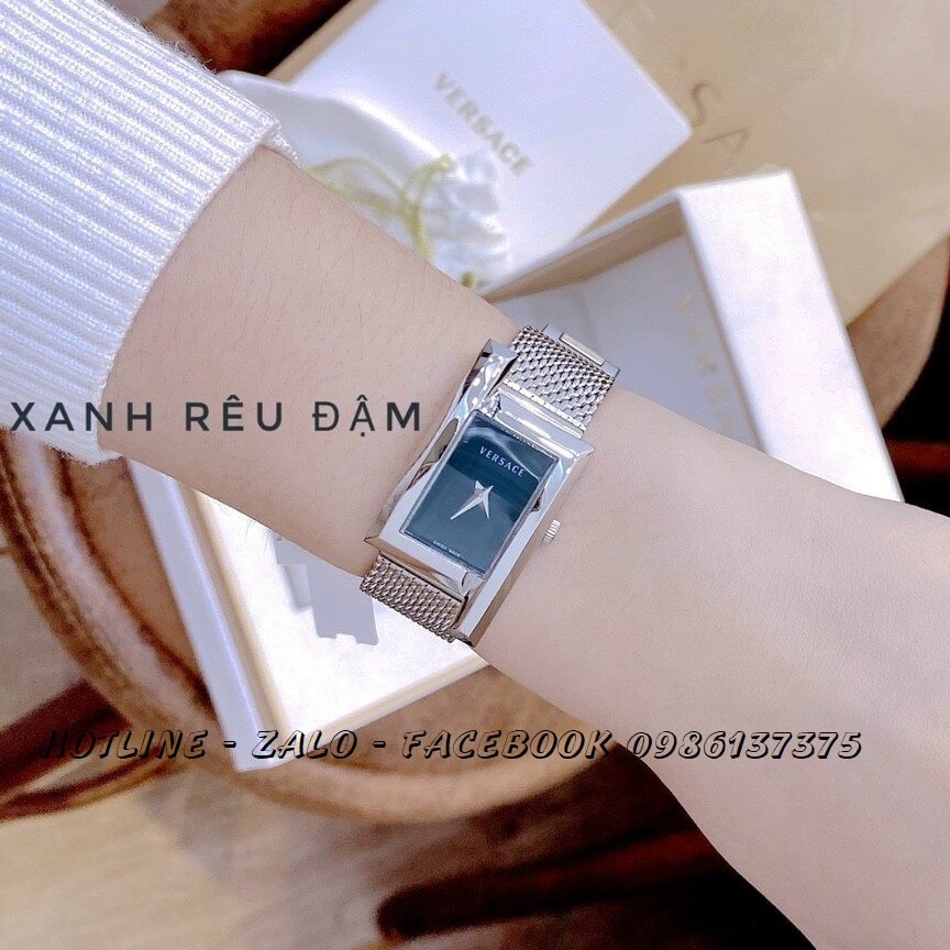 Đồng Hồ Nữ Versace Greca Icon 39x21mm Silver Mặt Xanh Rêu