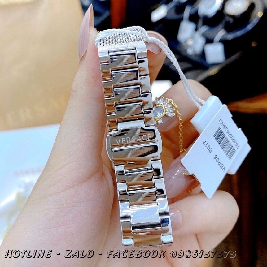 Đồng Hồ Nữ Versace Greca Icon 39x21mm Silver Mặt Xanh Rêu