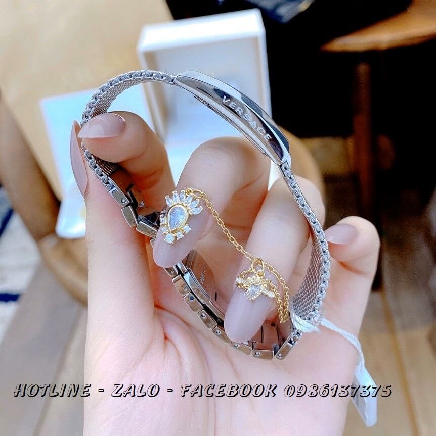 Đồng Hồ Nữ Versace Greca Icon 39x21mm Silver Mặt Xanh Rêu