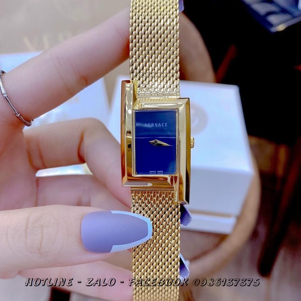 Đồng Hồ Nữ Versace Greca Icon 39x21mm Gold Mặt Xanh