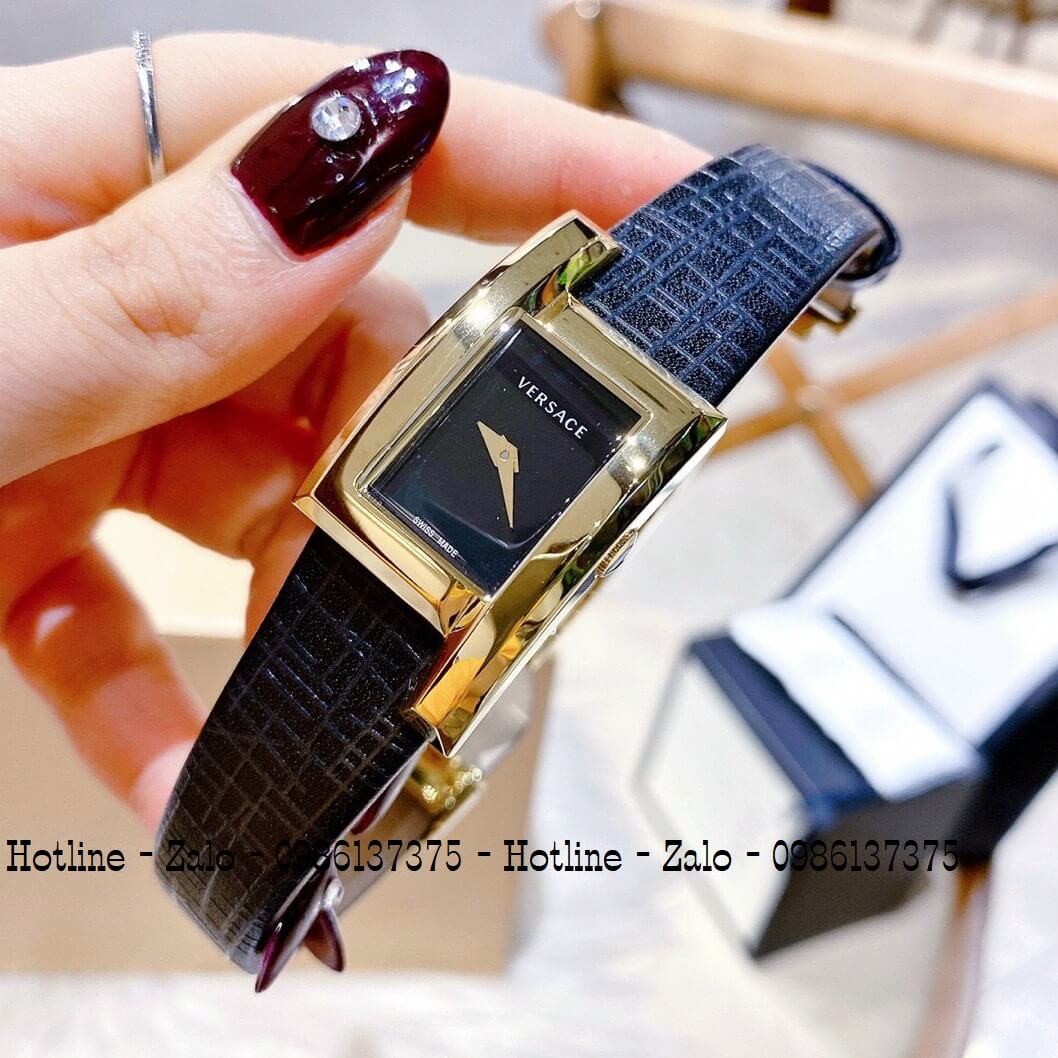 Đồng Hồ Nữ Versace Greca Icon Dây Da Đen Gold 30mm