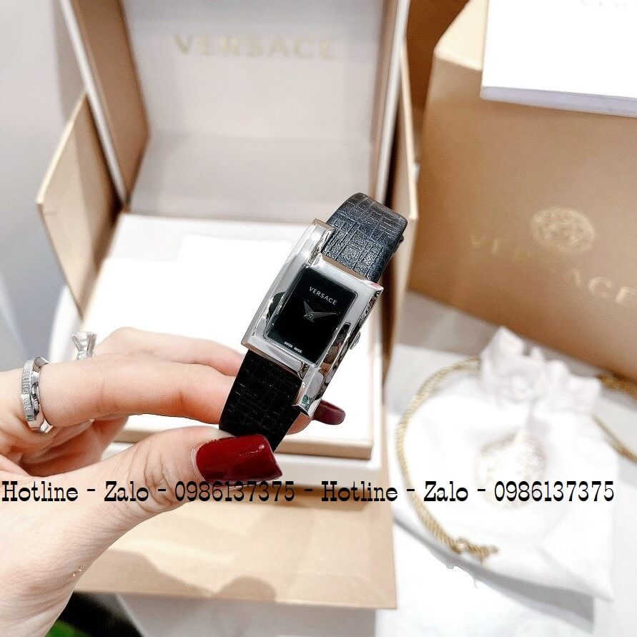 Đồng Hồ Nữ Versace Greca Icon Dây Da Đen Silver 30mm