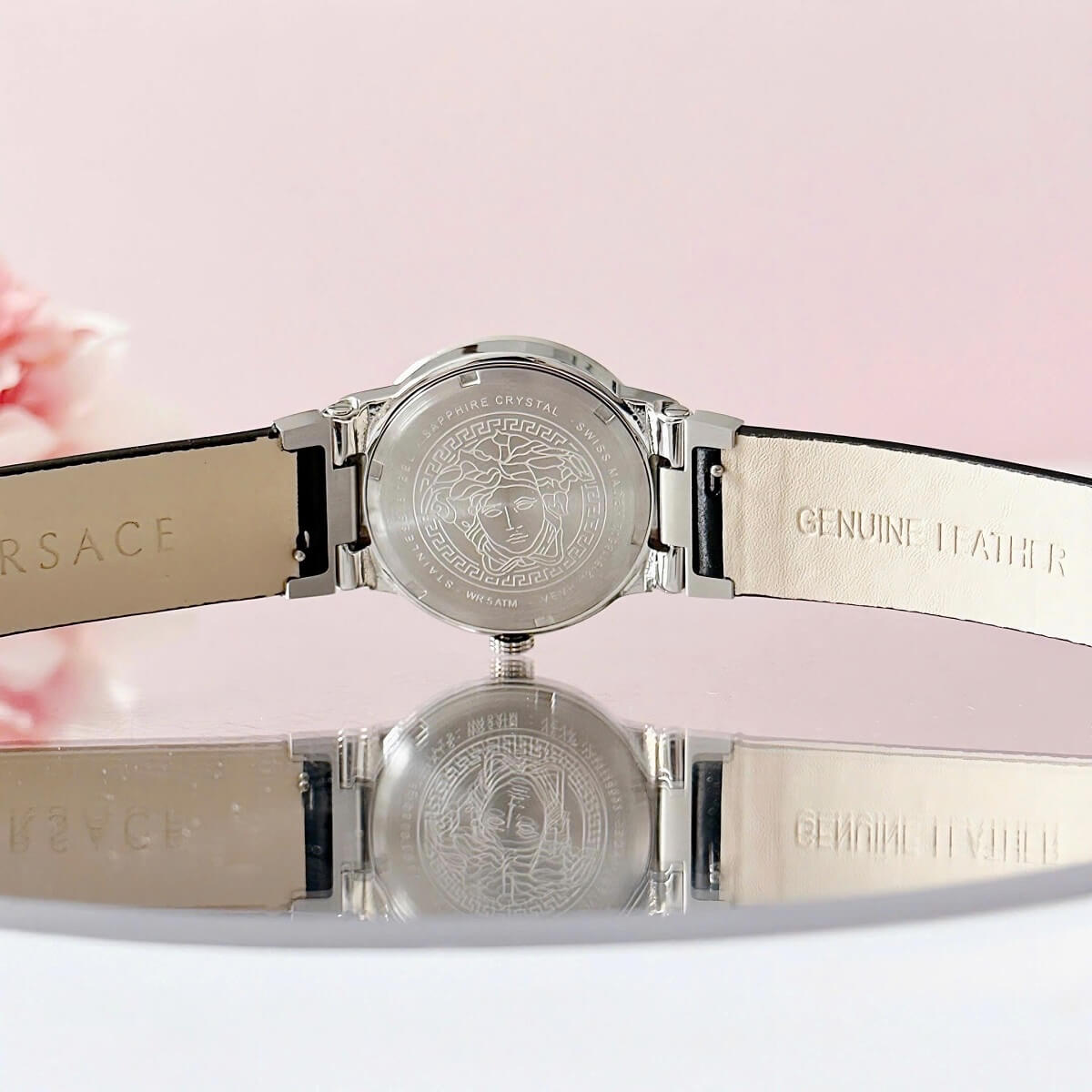 Đồng Hồ Nữ Versace Greca Logo Dây Da Đen Vỏ Silver Size 36mm
