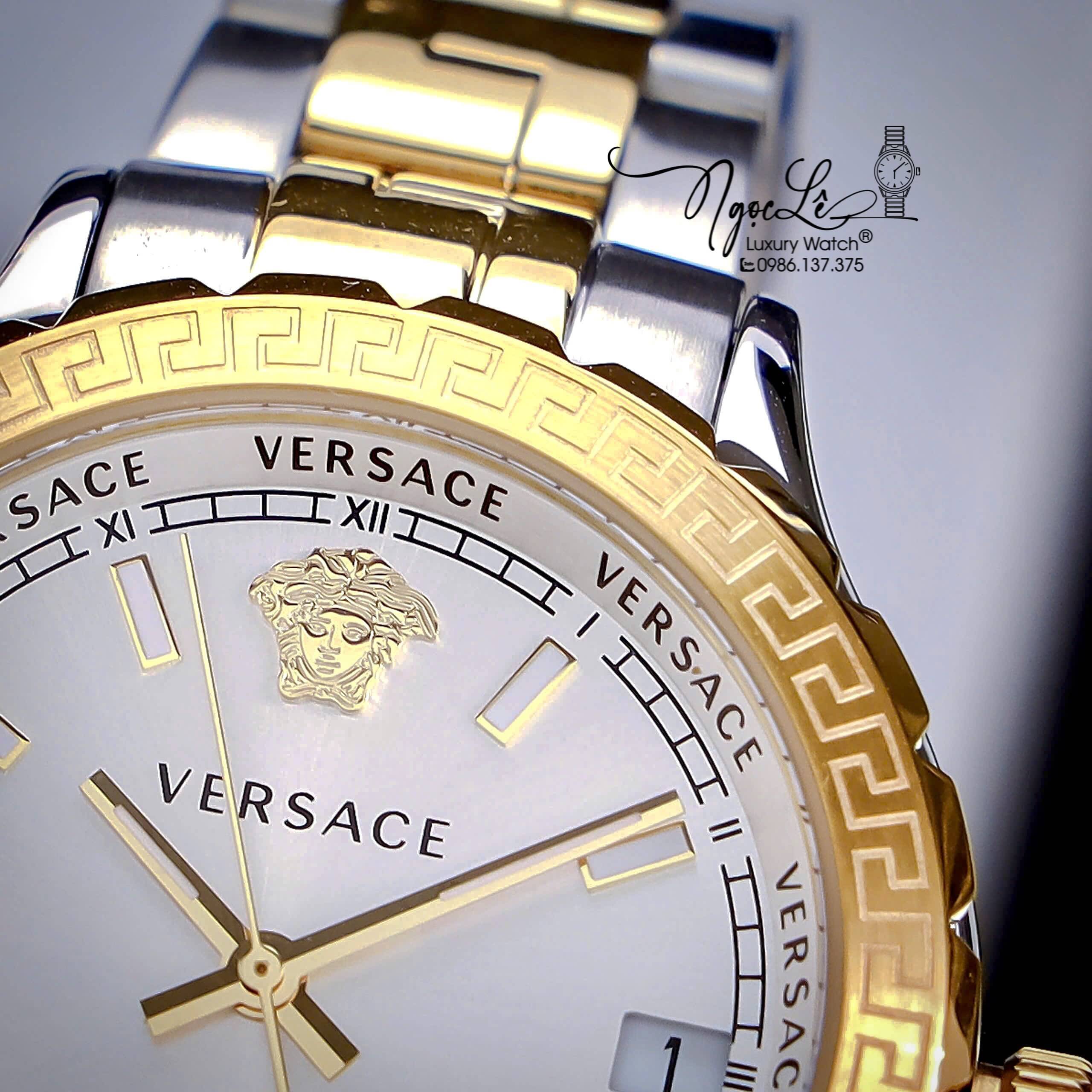 Đồng Hồ Nữ Versace Hellenyium Dây Kim Loại Demi Vàng Mặt Trắng Size 35mm