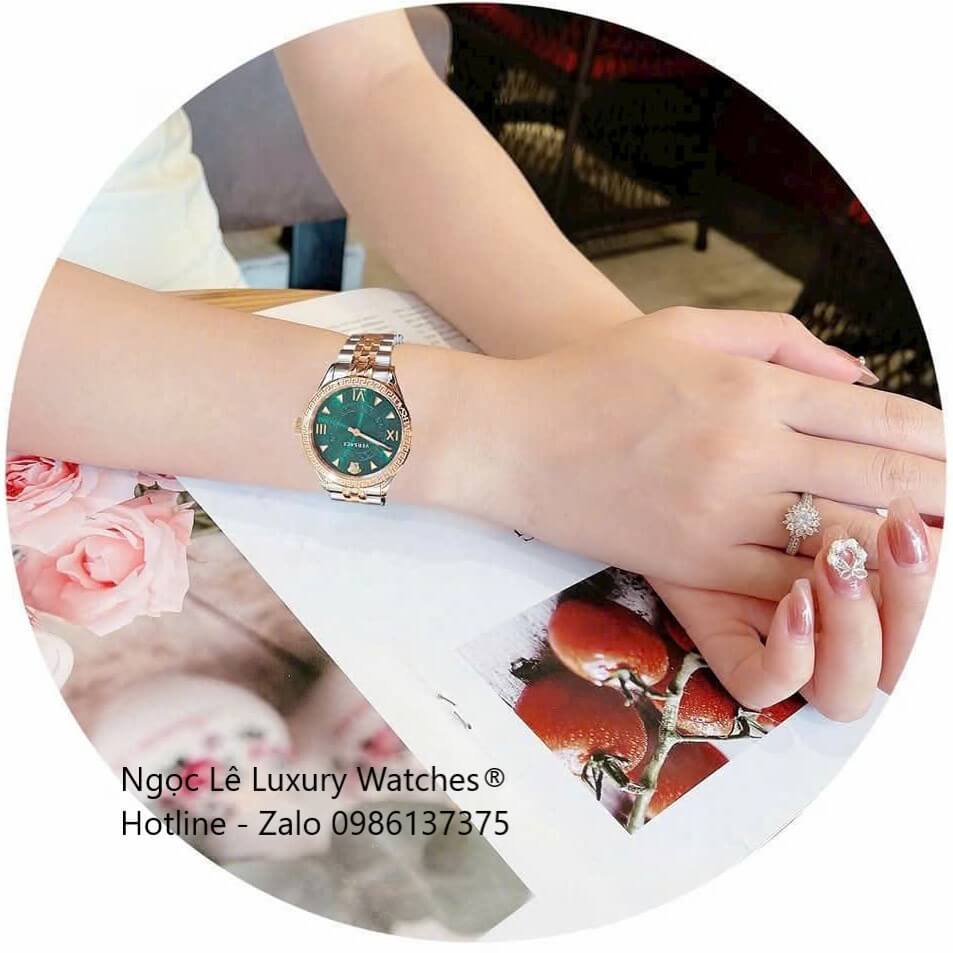 Đồng Hồ Nữ Versace Hellenyium Dây Thép Demi Rose Mặt Xanh Lá Size 35mm Máy Thụy Sĩ - Quartz